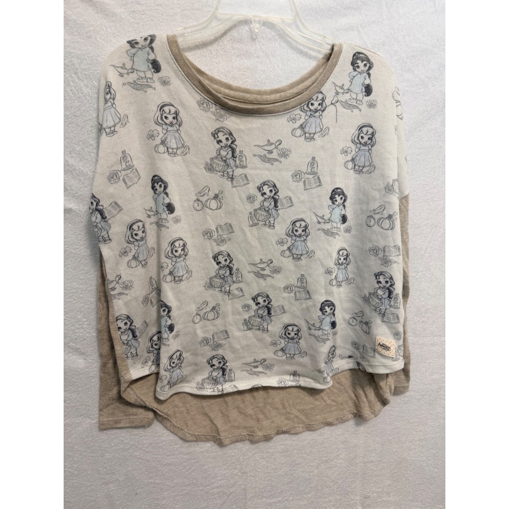 Disney Animators Collection Belle Jasmine Tan Long Sleeve Shirt Womens Small